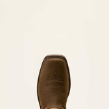 Ariat Activator  VentTEK Waterproof Wide Square Toe Steel Toe Work Boot in Dark Brown, toe view