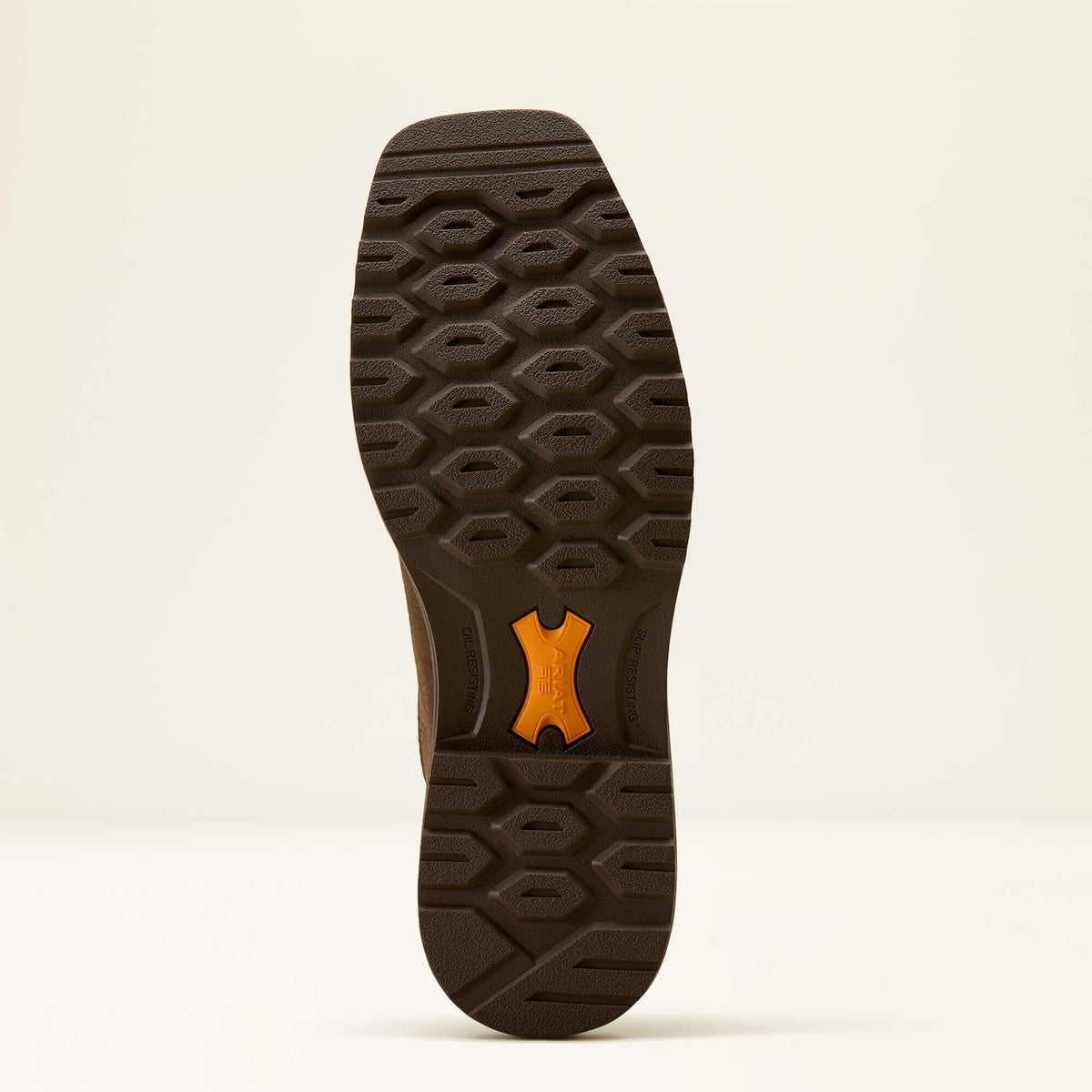 Ariat Activator VentTEK Waterproof Wide Square Toe  Work Boot in Dark Brown, sole view
