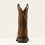 Ariat Ironside Square Toe Steel Toe Work Boot in Rye Brown, heel view