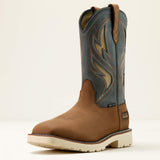 Ariat Activator VentTEK Wide Square Toe Steel Toe Work Boot in Alamo Brown, three-quarter front view