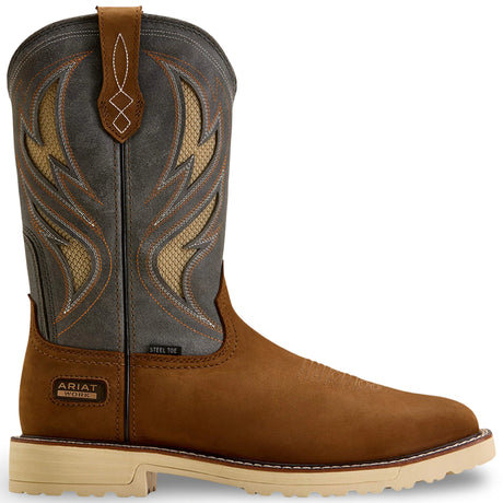 Ariat Activator VentTEK Wide Square Toe Steel Toe Work Boot in Alamo Brown, side view