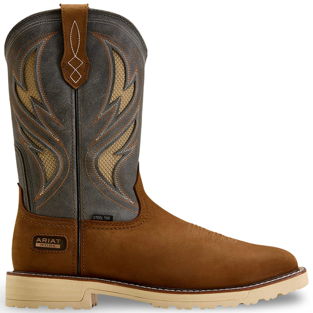 Ariat Activator VentTEK Wide Square Toe Steel Toe Work Boot in Alamo Brown, side view