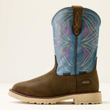 Ariat Activator Waterproof Wide Square Toe Steel Toe Work Boot in Dark Brown, side view