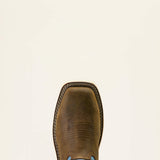 Ariat Activator Waterproof Wide Square Toe Steel Toe Work Boot in Dark Brown, toe view