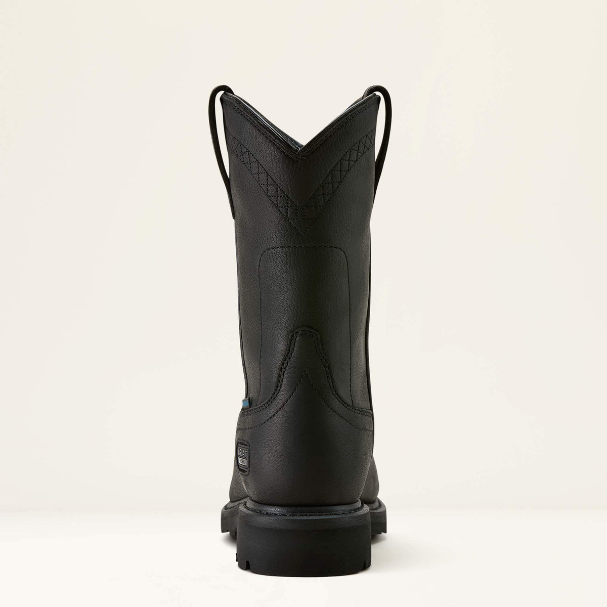 Ariat Sierra Waterproof Steel Toe Work Boot in Black, heel view