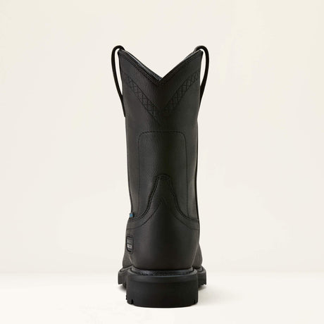 Ariat Sierra Waterproof Steel Toe Work Boot in Black, heel view
