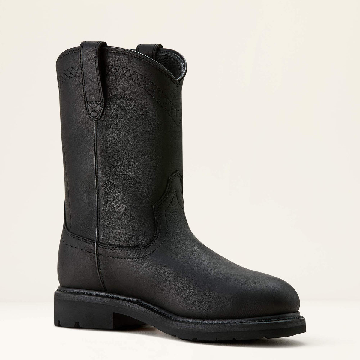 Ariat Sierra Waterproof Steel Toe Work Boot in Black, medial view