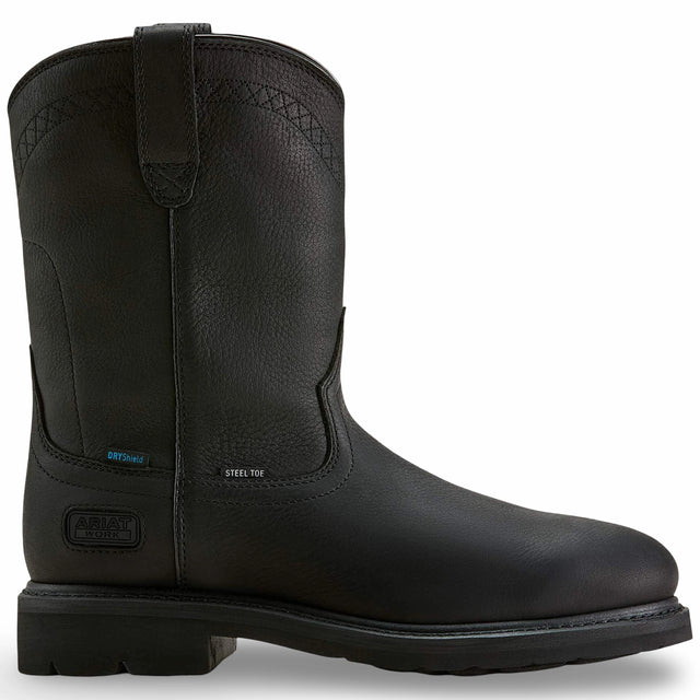 Ariat Sierra Waterproof Steel Toe Work Boot in Black, side view