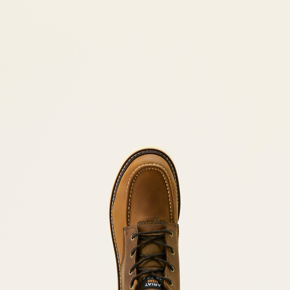 Ariat Rebar Lift Chukka MetGuard Composite Toe Work Boot in Distressed Brown, toe view