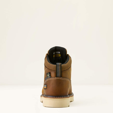 Ariat Rebar Lift Chukka MetGuard Composite Toe Work Boot in Distressed Brown, heel view