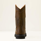 Ariat Longview Shock Shield MetGuard Waterproof Composite Toe Work Boot in Oily Distressed Brown, heel view