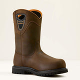 Ariat Longview Shock Shield MetGuard Waterproof Composite Toe Work Boot in Oily Distressed Brown, medial view
