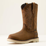 Ariat Activator Argo Waterproof Round Toe  Work Boot in Distressed Brown, three-quarter front view