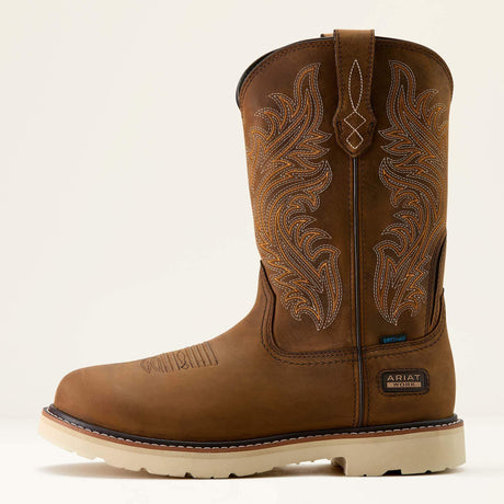 Ariat Activator Argo Waterproof Round Toe  Work Boot in Distressed Brown, side view