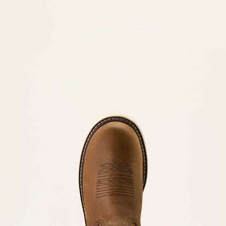 Ariat Activator Argo Waterproof Round Toe  Work Boot in Distressed Brown, toe view