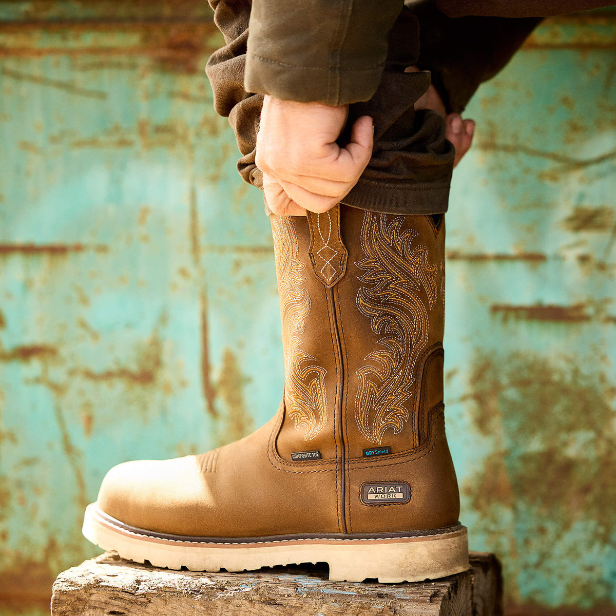 Ariat Activator Argo Waterproof Round Toe Composite Toe Work Boot in Distressed Brown, additional view