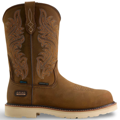 Ariat Activator Argo Waterproof Round Toe Composite Toe Work Boot in Distressed Brown, side view