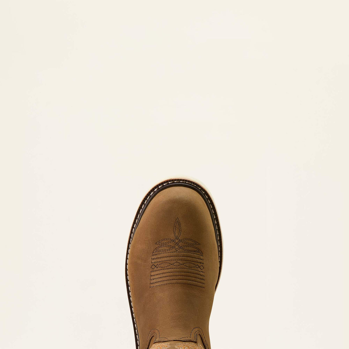 Ariat Activator Argo Waterproof Round Toe Composite Toe Work Boot in Distressed Brown, toe view