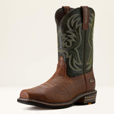 Ariat Ironside Square Toe Steel Toe Work Boot in Brown Croco Print, three-quarter front view