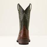 Ariat Ironside Square Toe Steel Toe Work Boot in Brown Croco Print, heel view