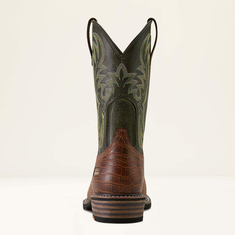 Ariat Ironside Square Toe Steel Toe Work Boot in Brown Croco Print, heel view