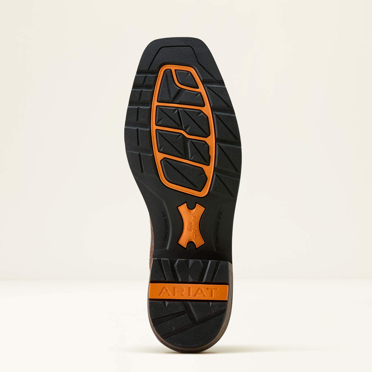 Ariat Ironside Square Toe Steel Toe Work Boot in Brown Croco Print, sole view