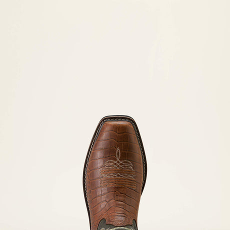 Ariat Ironside Square Toe Steel Toe Work Boot in Brown Croco Print, toe view