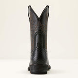 Ariat Ironside Square Toe Steel Toe Work Boot in Black Dragon Print, heel view