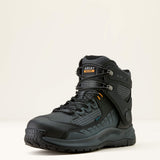 Ariat Outpace Shift 6" Waterproof Composite Toe Work Boot in Black, three-quarter front view