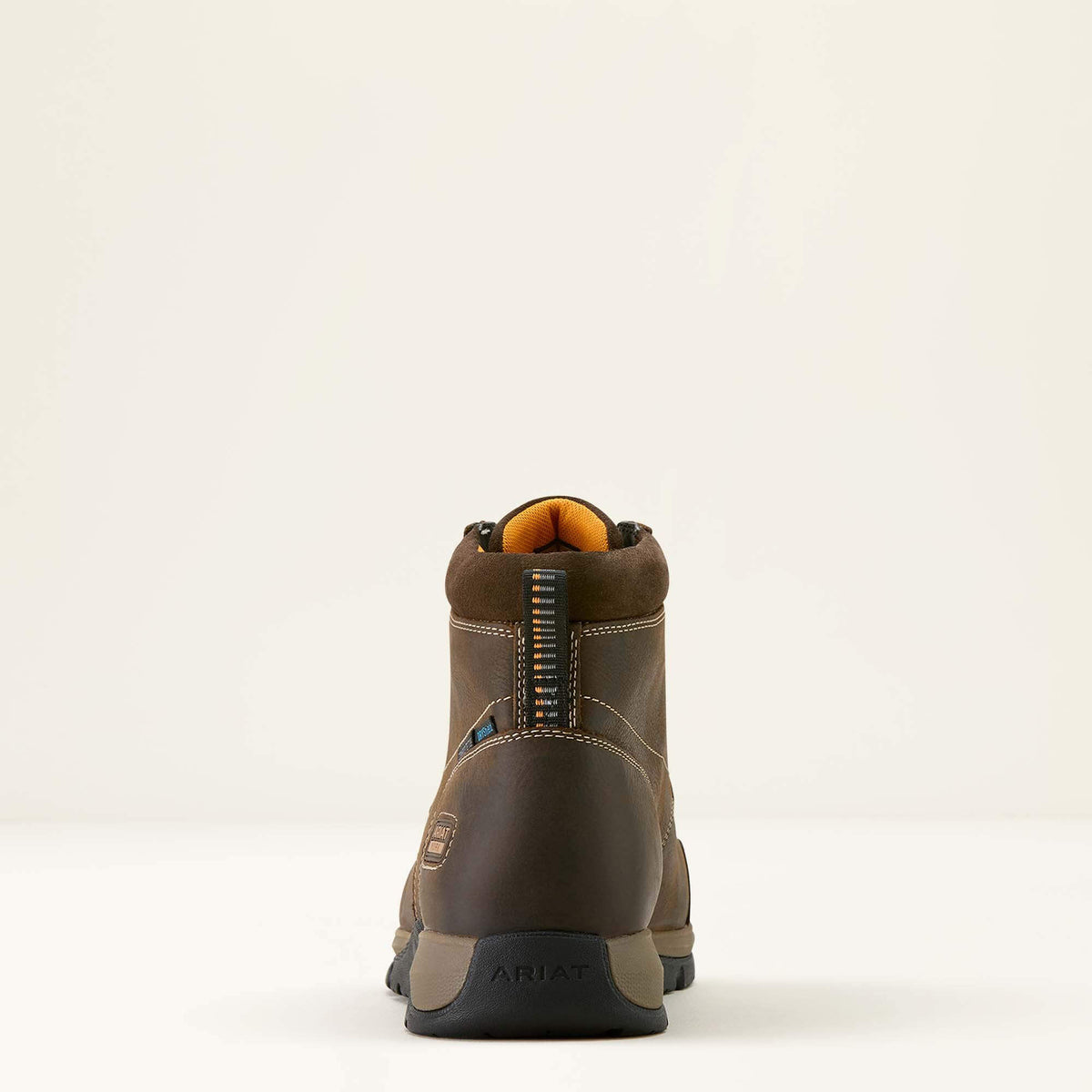 Ariat Edge Chukka 6" Waterproof Composite Toe Work Boot in Dark Brown, heel view