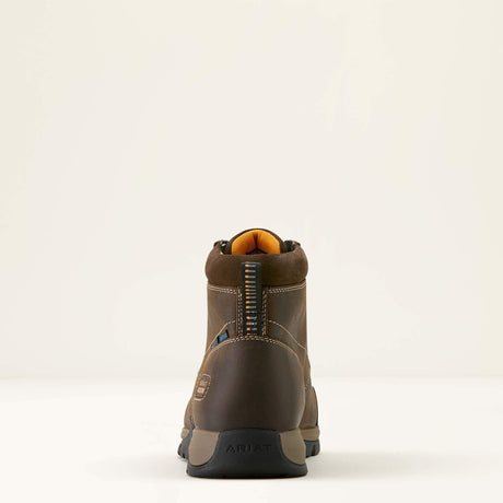 Ariat Edge Chukka 6" Waterproof Composite Toe Work Boot in Dark Brown, heel view