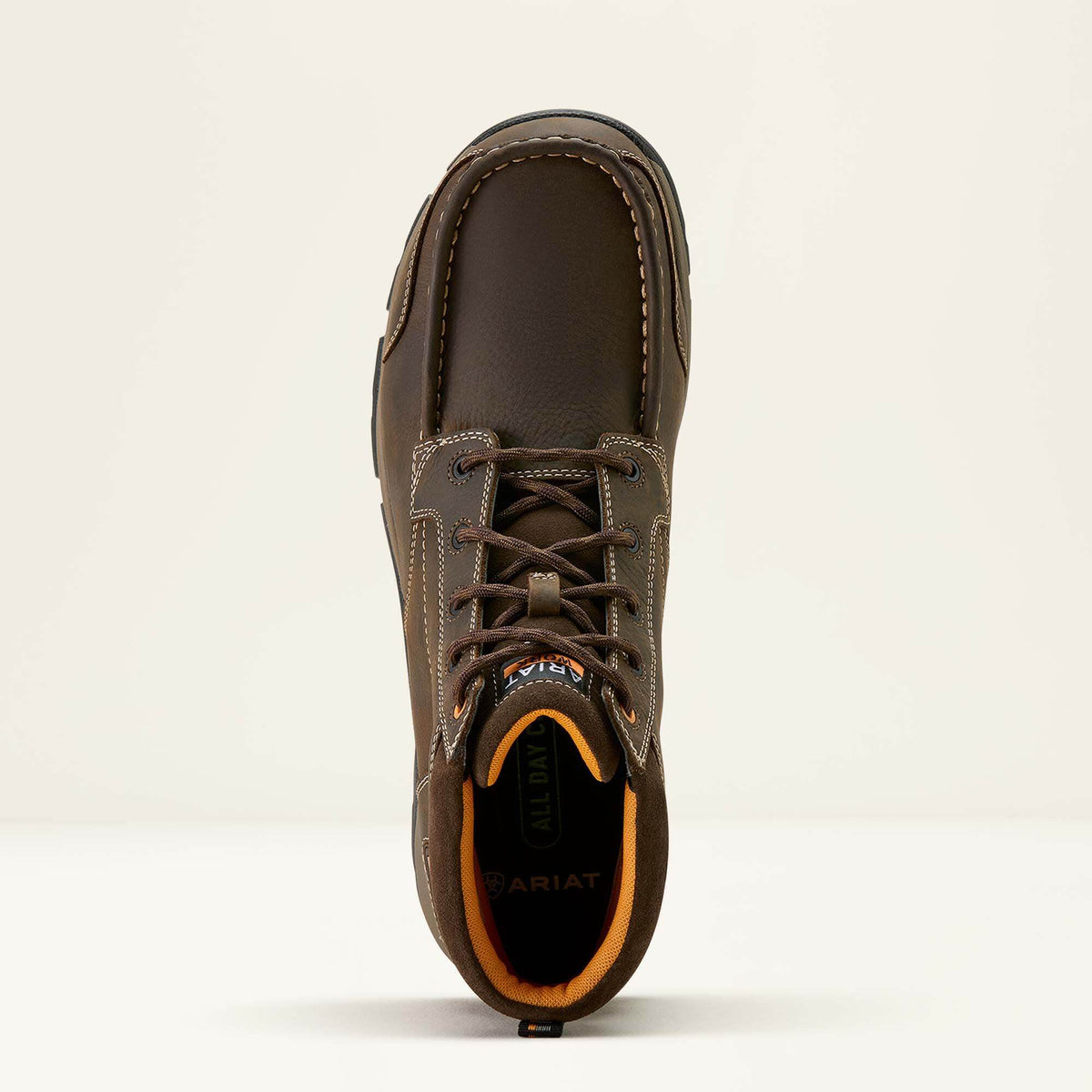 Ariat Edge Chukka 6" Waterproof Composite Toe Work Boot in Dark Brown, toe view