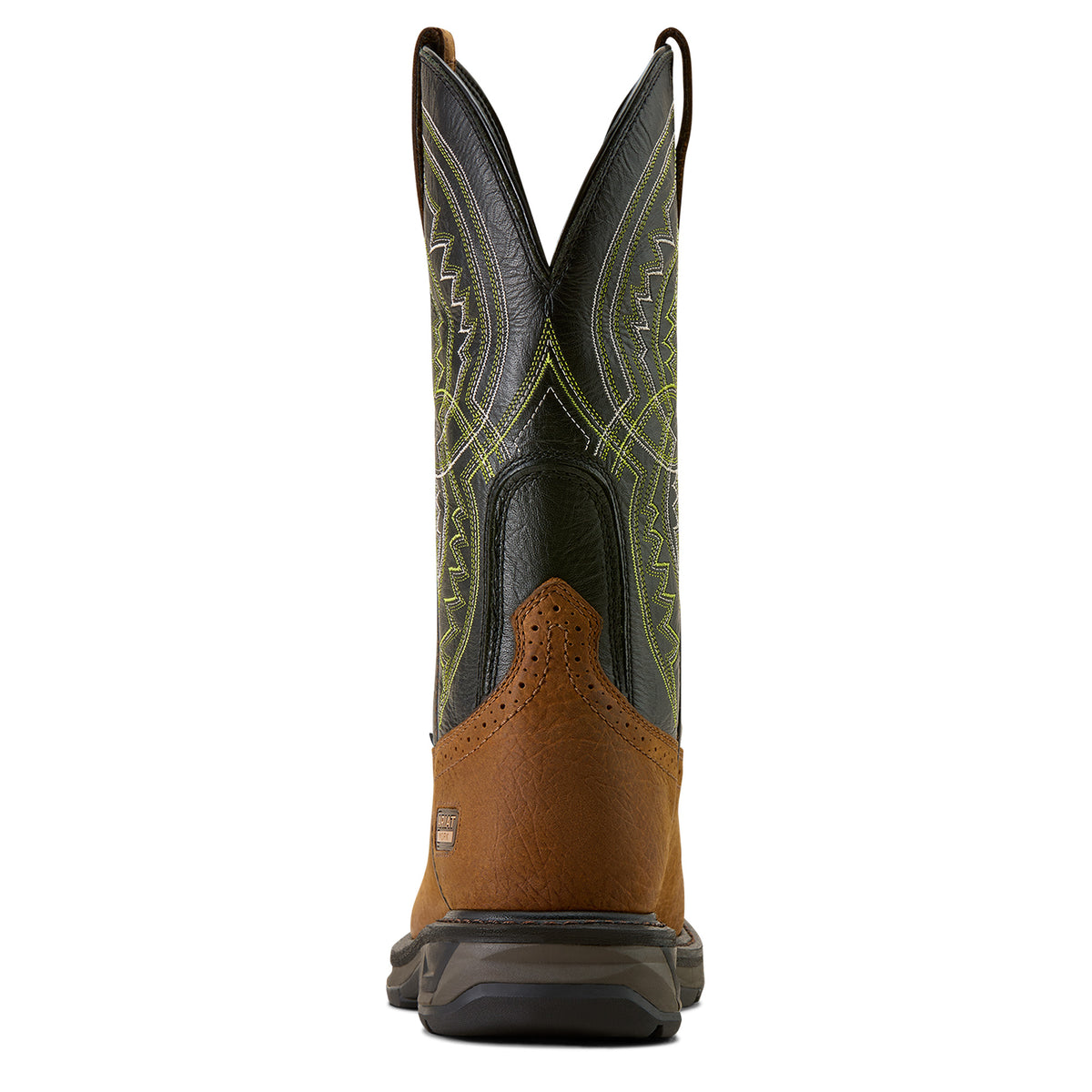 Ariat WorkHog XT Coil Wide Square Toe Carbon Toe Work Boot in Earth, heel view