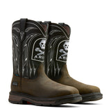 Ariat WorkHog XT Bolt Skull Waterproof Wide Square Toe Carbon Toe Work Boot in Iron Coffee, pair view