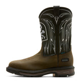 Ariat WorkHog XT Bolt Skull Waterproof Wide Square Toe Carbon Toe Work Boot in Iron Coffee, side view