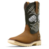 Ariat Activator Live Free Wide Square Toe  Work Boot in Distressed Brown, three-quarter front view