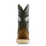 Ariat Activator Live Free Wide Square Toe  Work Boot in Distressed Brown, heel view