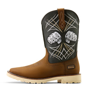 Ariat Activator Live Free Wide Square Toe  Work Boot in Distressed Brown, side view