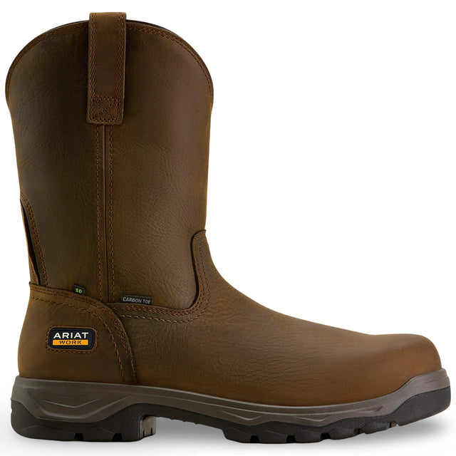Ariat Turbo Duratread Pull On Static Dissipative Composite Toe Work Boot in Dark Brown, side view