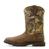 Ariat Groundbreaker Antler Waterproof Wide Square Toe  Work Boot in Bruin Brown, side view