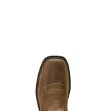 Ariat Groundbreaker Antler Waterproof Wide Square Toe  Work Boot in Bruin Brown, toe view