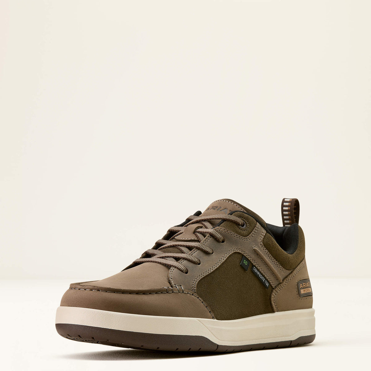 Ariat Outmatch Static Dissipative Composite Toe Work Shoe in Grey, three-quarter front view
