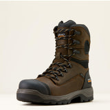 Ariat Turbo DuraTread 8" Waterproof Carbon Toe Work Boot in Rich Brown, three-quarter front view