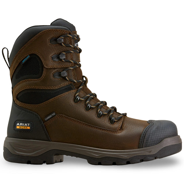 Ariat Turbo DuraTread 8" Waterproof Carbon Toe Work Boot in Rich Brown, side view