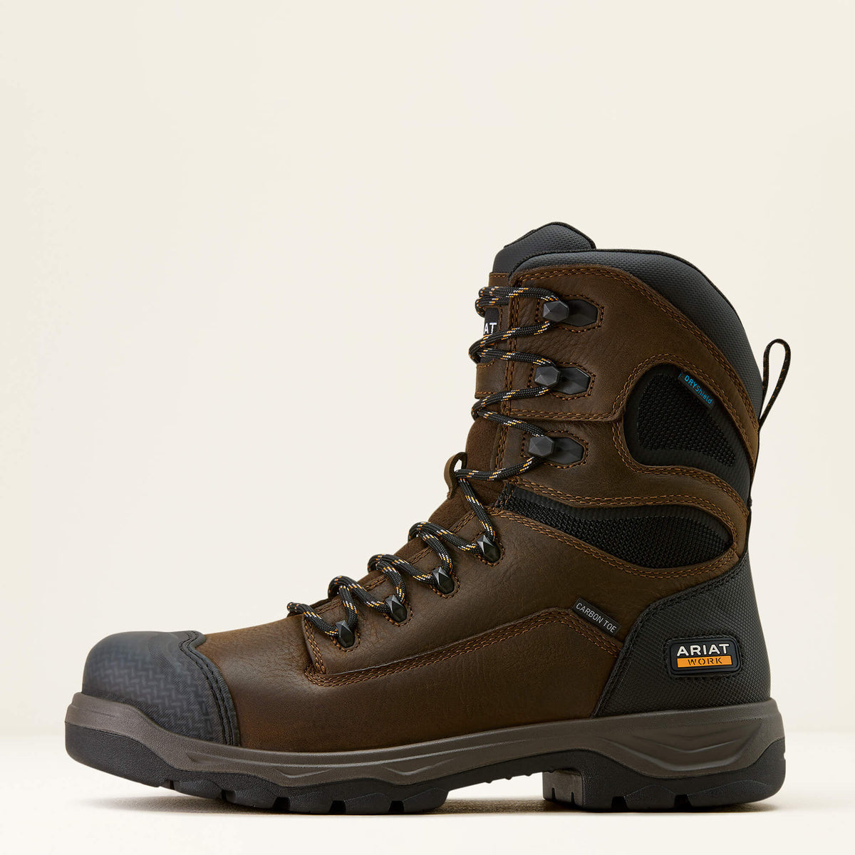 Ariat Turbo DuraTread 8" Waterproof Carbon Toe Work Boot in Rich Brown, side view
