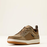 Ariat Outmatch Composite Toe Work Shoe in Brown Bomber, three-quarter front view