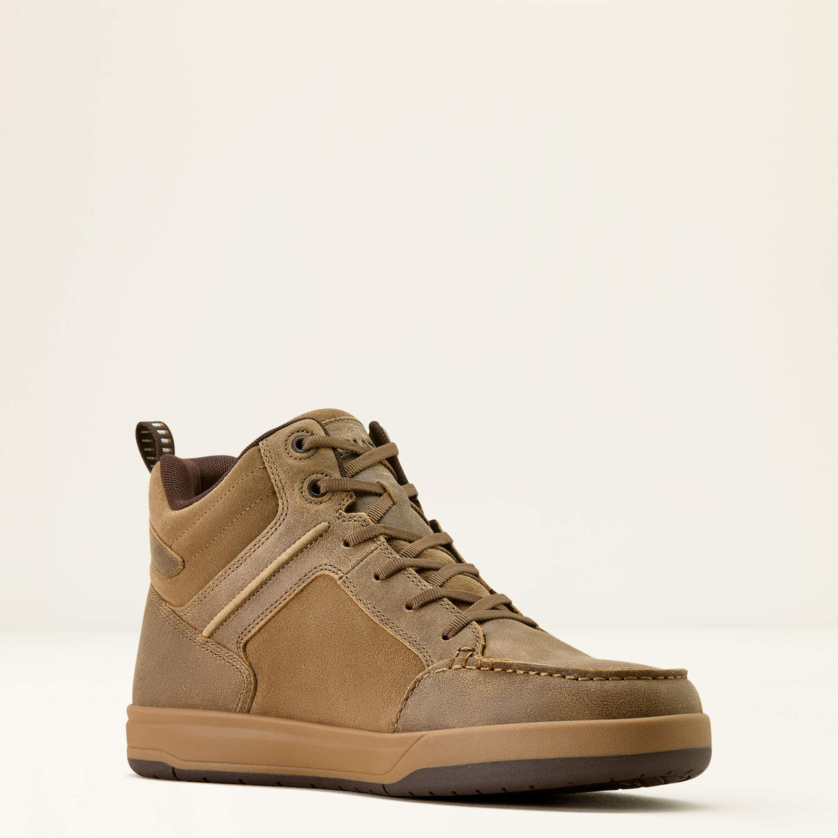 Ariat Outmatch Mid Composite Toe Work Shoe in Brown Bomber, medial view