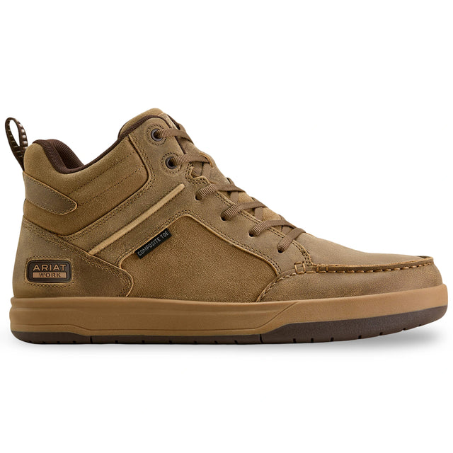 Ariat Outmatch Mid Composite Toe Work Shoe in Brown Bomber, side view