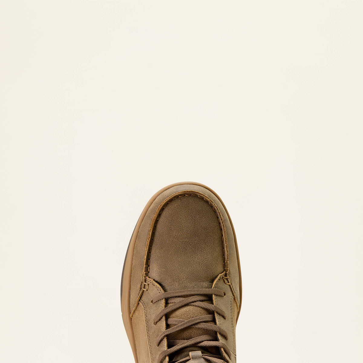 Ariat Outmatch Mid Composite Toe Work Shoe in Brown Bomber, toe view