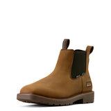 Ariat Activator Chelsea Waterproof Wide Square Toe Steel Toe Work Boot in Rye Brown, three-quarter front view